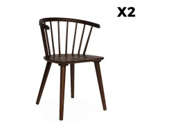 Silla de bar de madera, set de 2 madera oscura