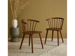 Silla de bar de madera, set de 2 madera oscura
