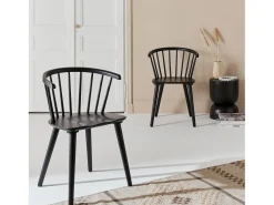 Silla de bar de madera, set de 2 negro
