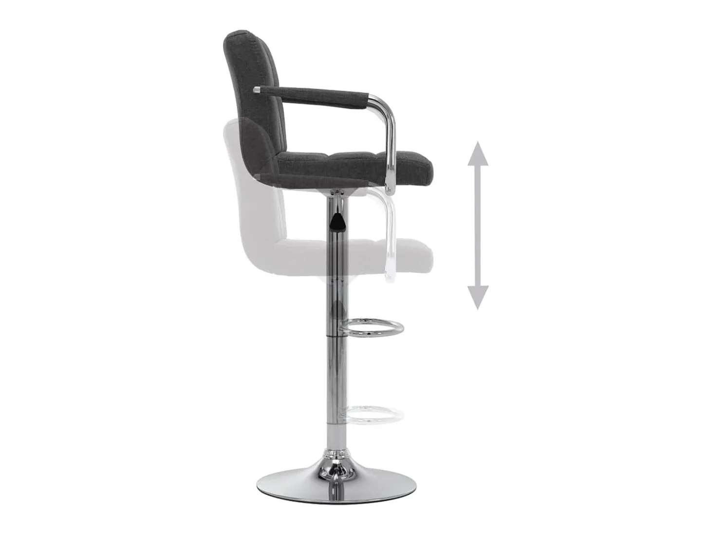 Silla de bar de tela gris oscuro