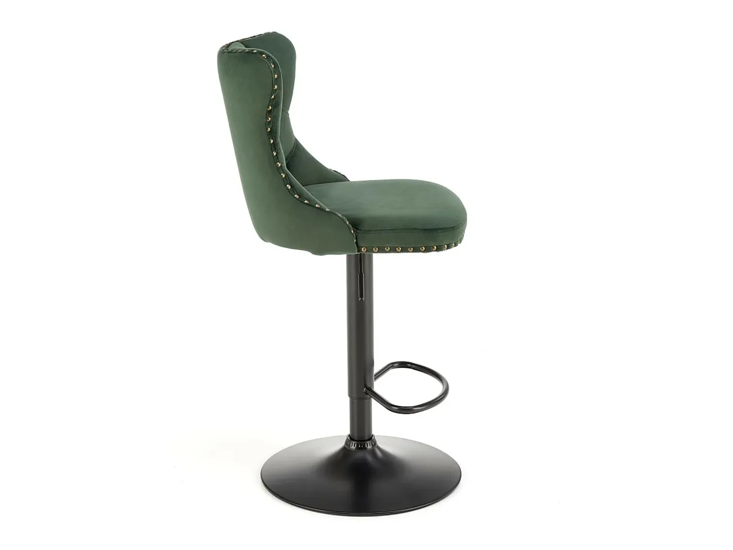 Silla de bar de terciopelo verde oscuro con respaldo tapizado Mandy