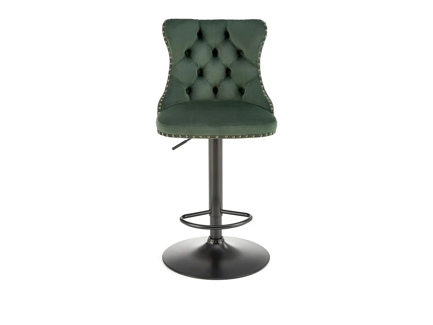 Silla de bar de terciopelo verde oscuro con respaldo tapizado Mandy