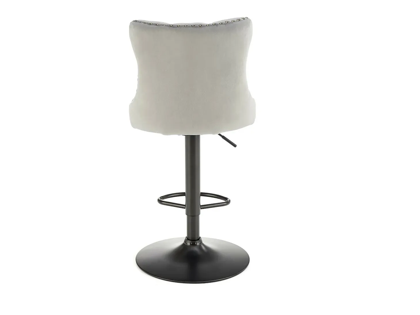 Silla de bar de terciopelo gris con respaldo tapizado Mandy