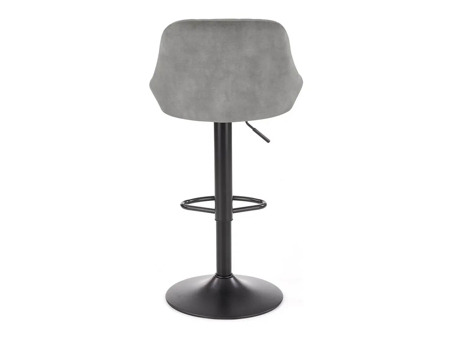 Silla de bar de terciopelo gris con estructura de metal negro BOHORT