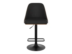 Silla de bar regulable en madera oscura y PU negro 56/77 cm - Georges