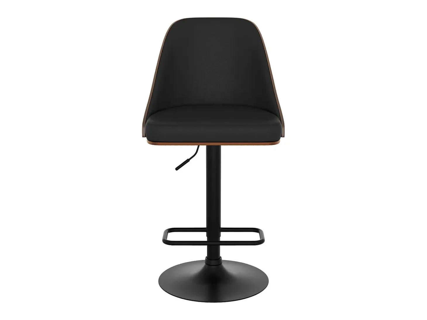 Silla de bar regulable en madera oscura y PU negro 56/77 cm - Georges