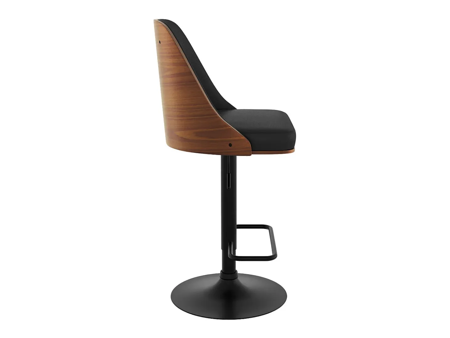 Silla de bar regulable en madera oscura y PU negro 56/77 cm - Georges