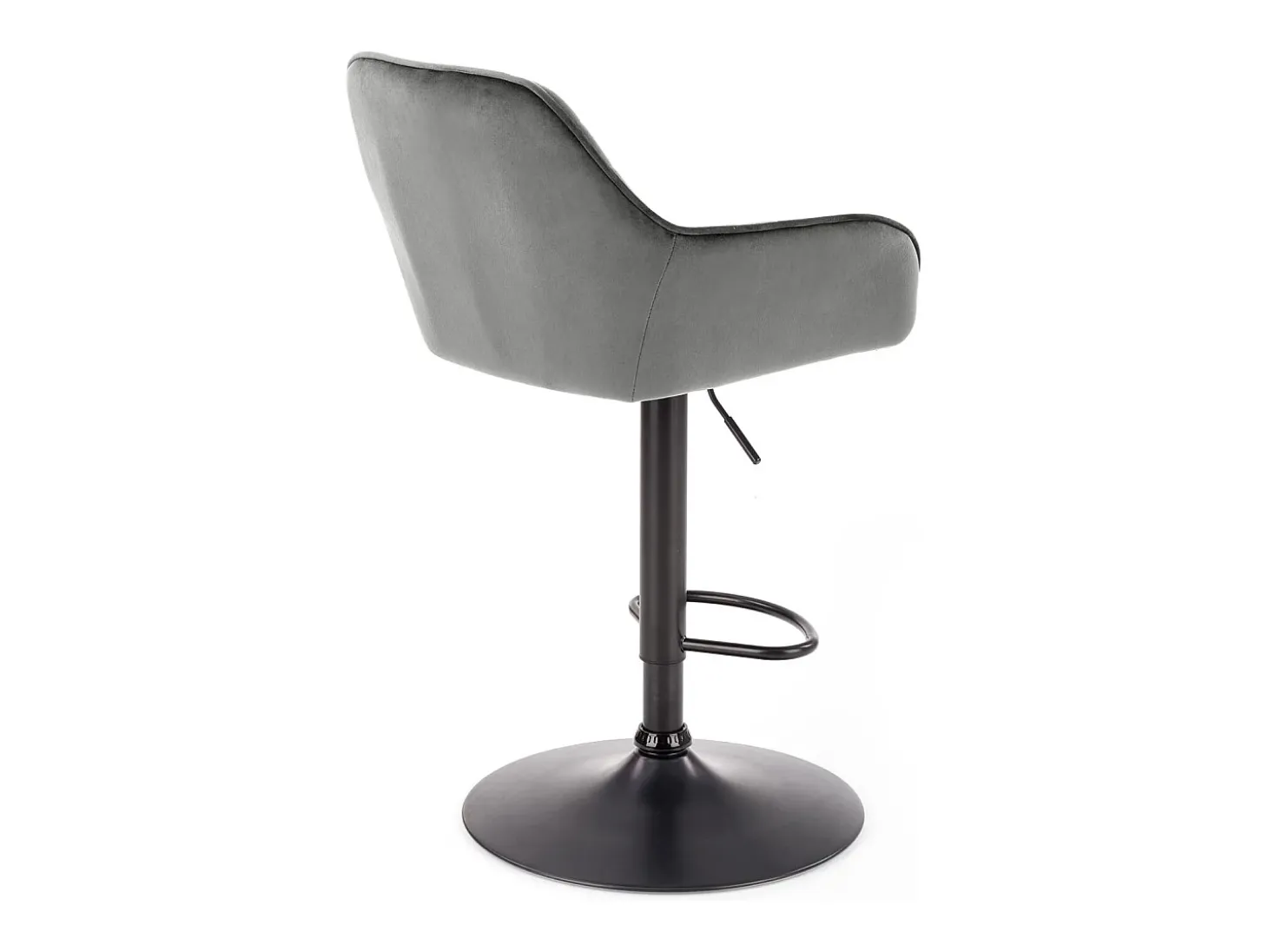 Silla de bar regulable en altura de terciopelo verde con patas de metal EDEN