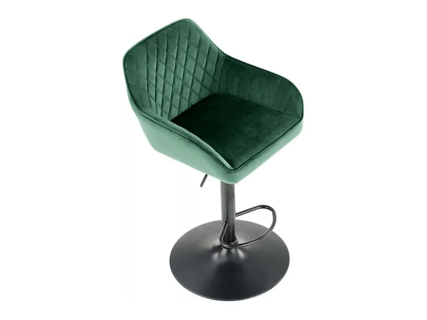 Silla de bar regulable en altura de terciopelo verde con patas de metal EDEN