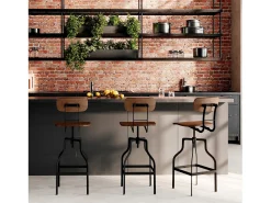 Silla de bar vintage ajustable en altura 66/85 cm de madera - Retro
