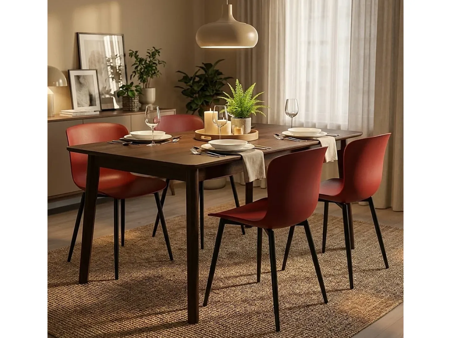 Silla de bar y cocina moderna en polipropileno y metal Chloe - Rojo