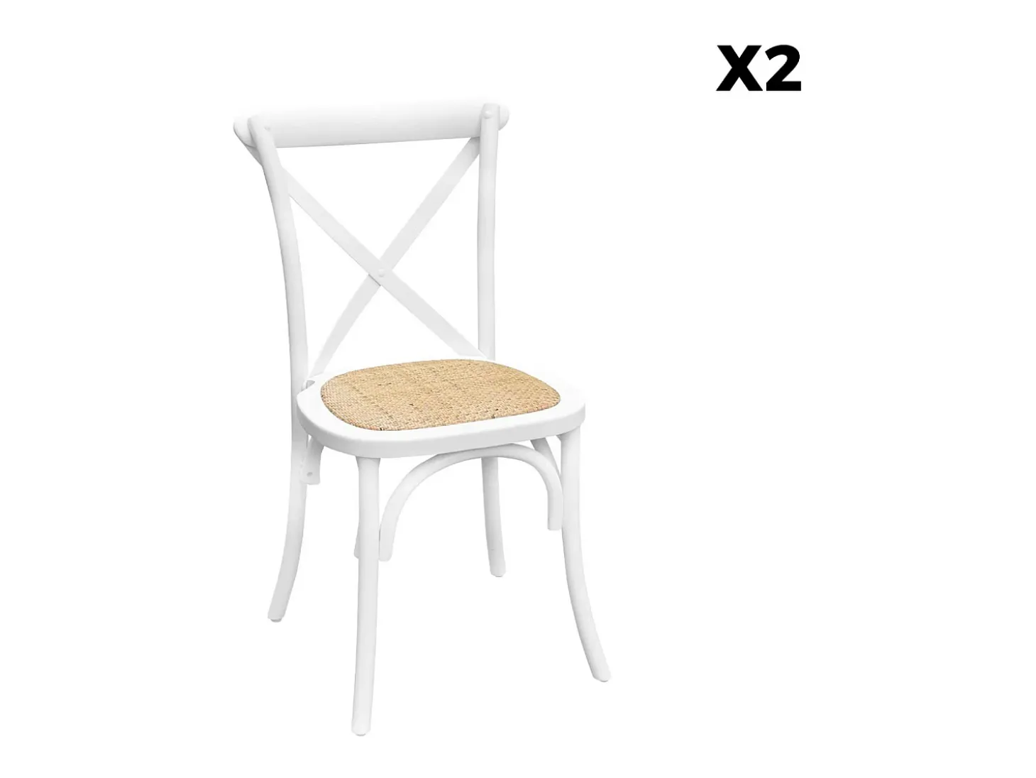 Silla de bistró vintage de madera, set de 2 blanco