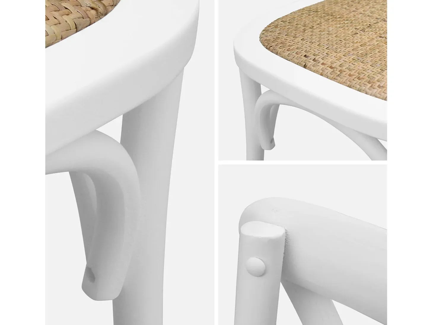 Silla de bistró vintage de madera, set de 2 blanco