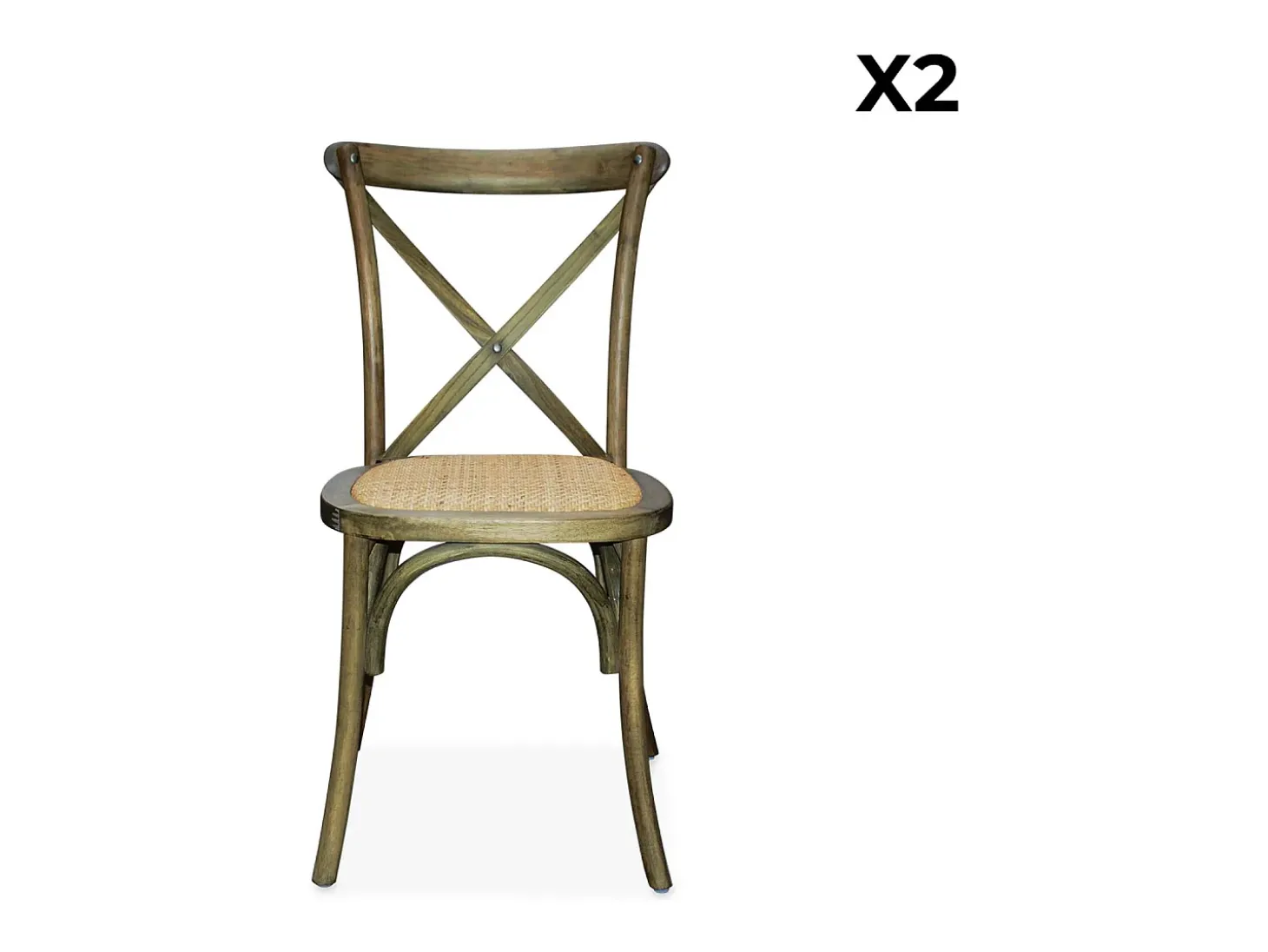 Silla de bistró vintage de madera, set de 2 marrón viejo