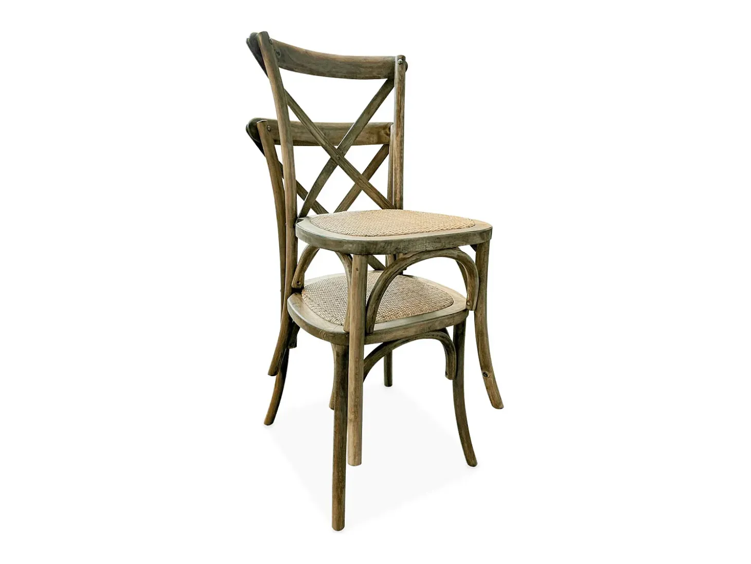 Silla de bistró vintage de madera, set de 2 marrón viejo