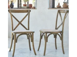Silla de bistró vintage de madera, set de 2 marrón viejo