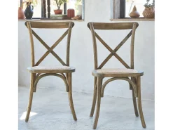 Silla de bistró vintage de madera, set de 2 marrón viejo