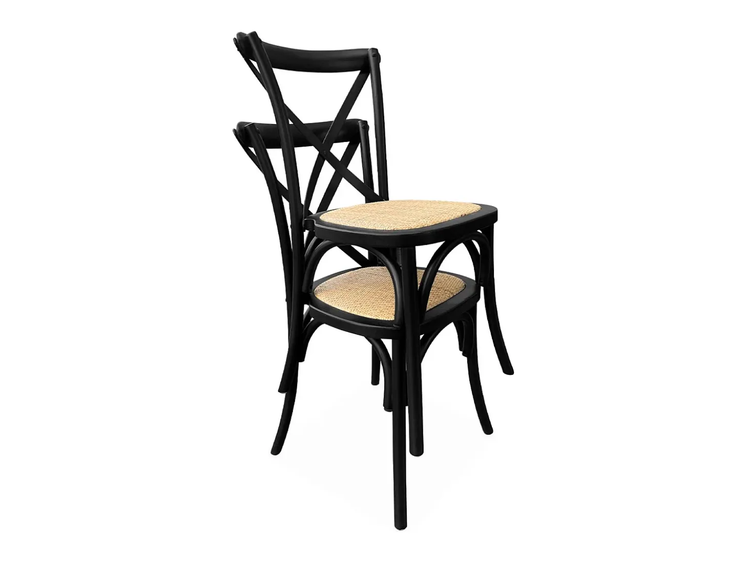 Silla de bistró vintage de madera, set de 4 negro