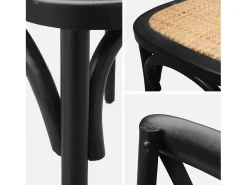 Silla de bistró vintage de madera, set de 4 negro