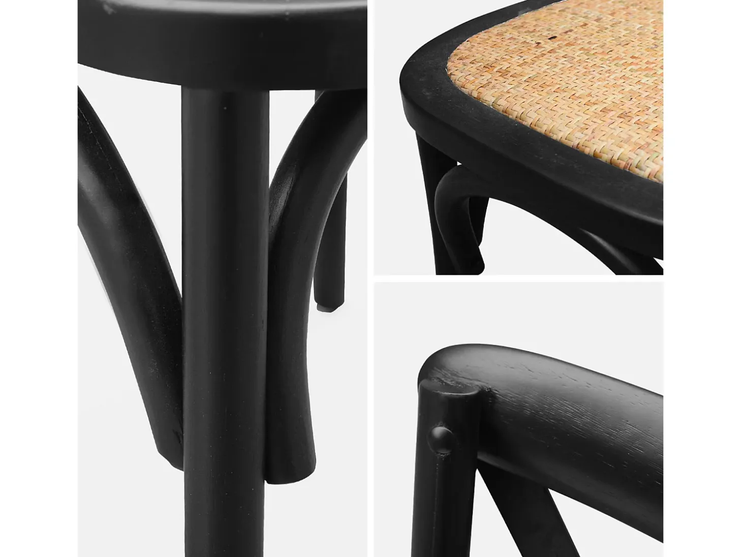 Silla de bistró vintage de madera, set de 4 negro