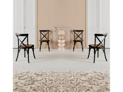 Silla de bistró vintage de madera, set de 4 negro