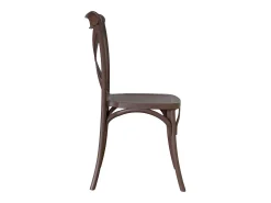 Silla de carreras apilable de plástico marrón con forma de cruz