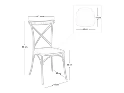 Silla de carreras apilable de plástico marrón con forma de cruz