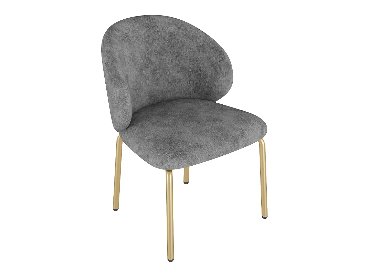 Silla de chenilla gris con patas de metal dorado