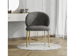 Silla de chenilla gris con patas de metal dorado