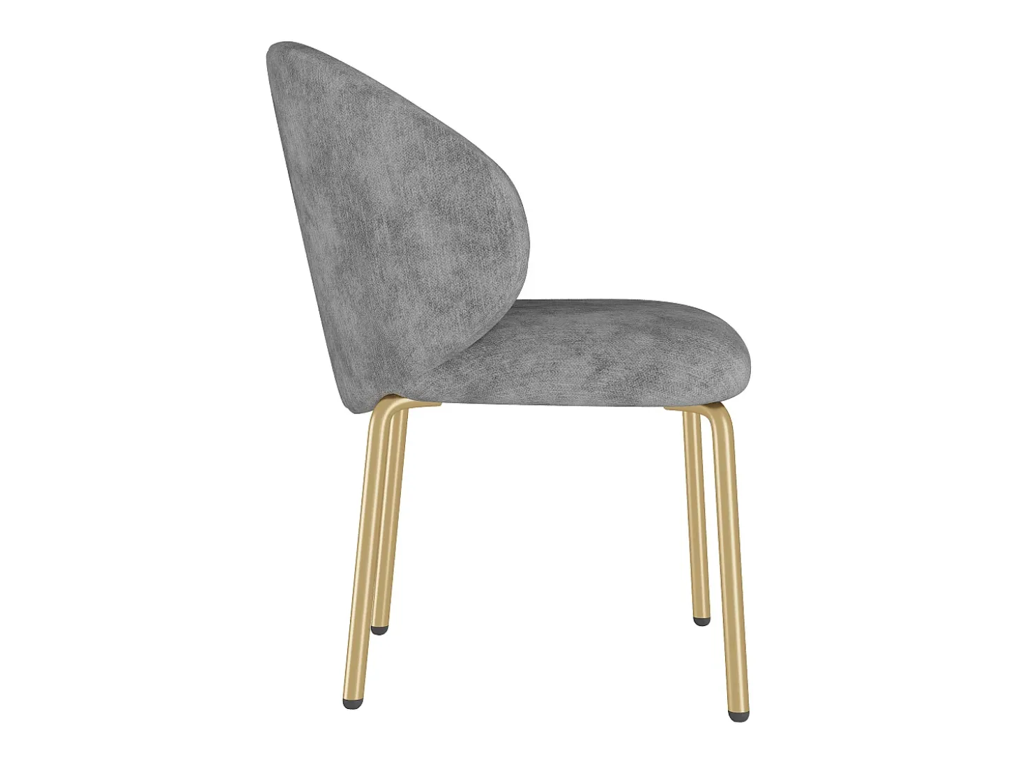 Silla de chenilla gris con patas de metal dorado