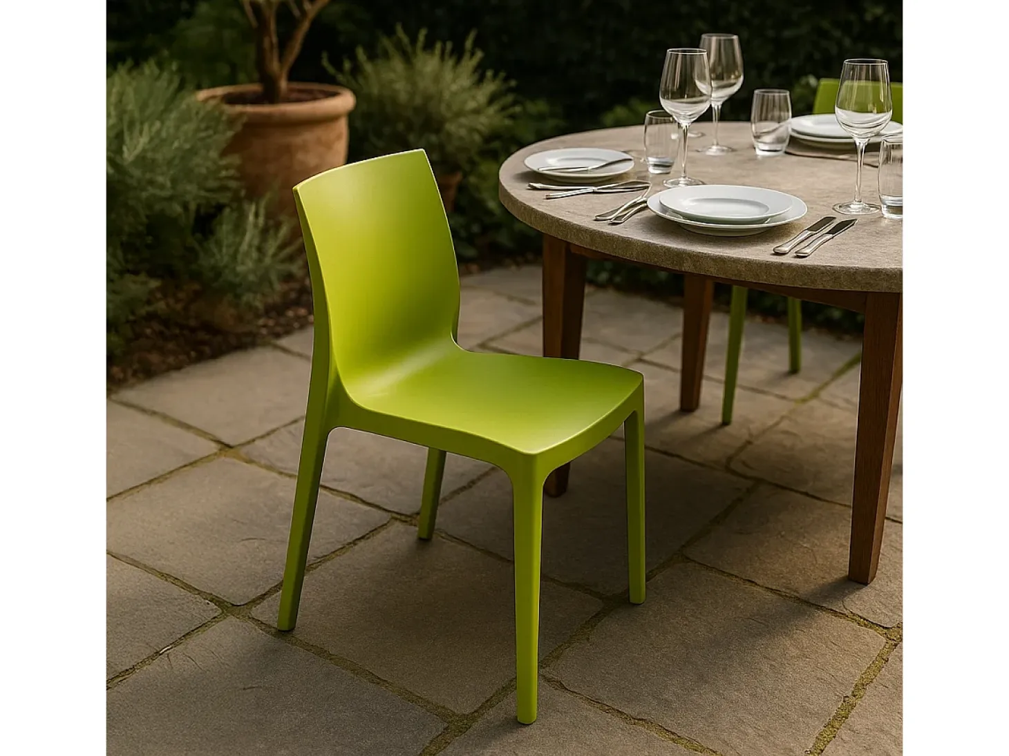 Silla de cocina Apilable de Polipropileno Rome Grand Soleil - Verde Anís