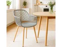 Silla de cocina moderna de diseño en polipropileno con reposabrazos Vetra - Gris
