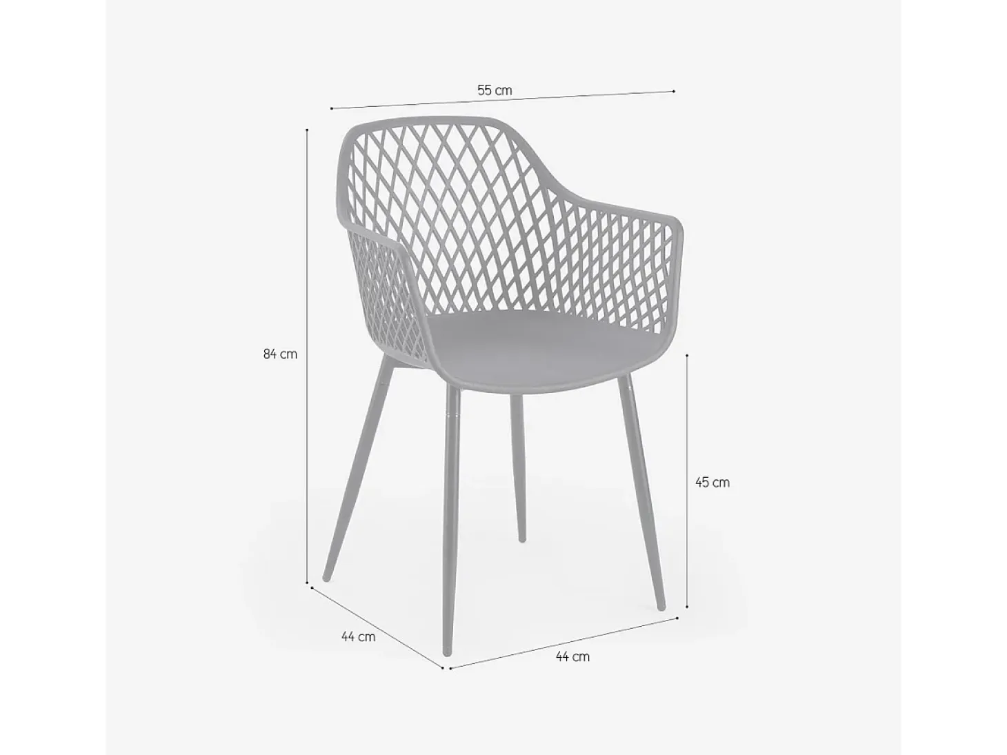 Silla de cocina moderna de diseño en polipropileno con reposabrazos Vetra - Gris