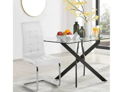 Silla de cocina y comedor elegante de polipiel con respaldo alto Dudak - Blanco