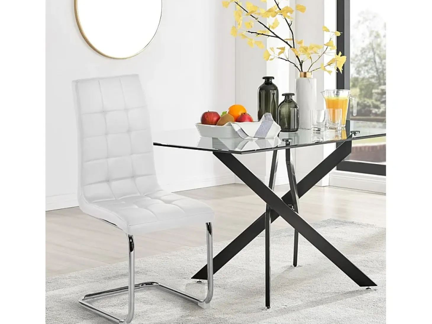 Silla de cocina y comedor elegante de polipiel con respaldo alto Dudak - Blanco