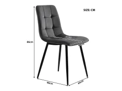 Silla de comedor (4 piezas), gris oscuro, juego de 4 sillas tapizadas con respaldo, asiento de terciopelo, estructura de metal.