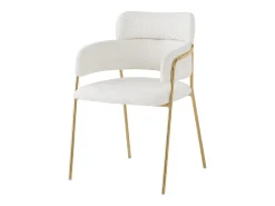 Silla de comedor (4 piezas), moderna, patas doradas, tela ergonómica, lujo, beige (51 x 44 x 77 cm)