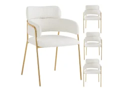 Silla de comedor (4 piezas), moderna, patas doradas, tela ergonómica, lujo, beige (51 x 44 x 77 cm)
