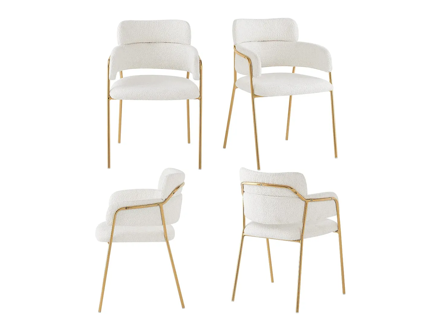 Silla de comedor (4 piezas), moderna, patas doradas, tela ergonómica, lujo, beige (51 x 44 x 77 cm)