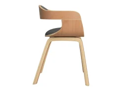 Silla de comedor 4 uds madera curvada y tela gris claro