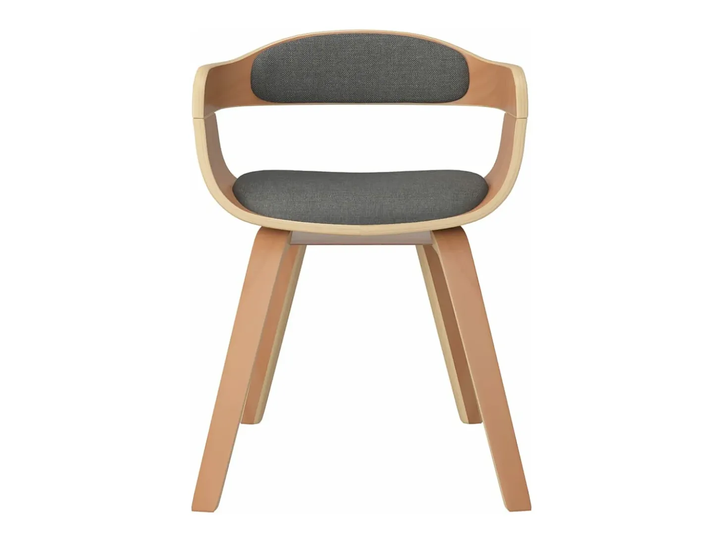 Silla de comedor 4 unidades madera curvada y tela gris claro