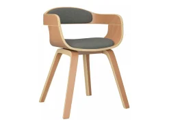 Silla de comedor 4 unidades madera curvada y tela gris claro