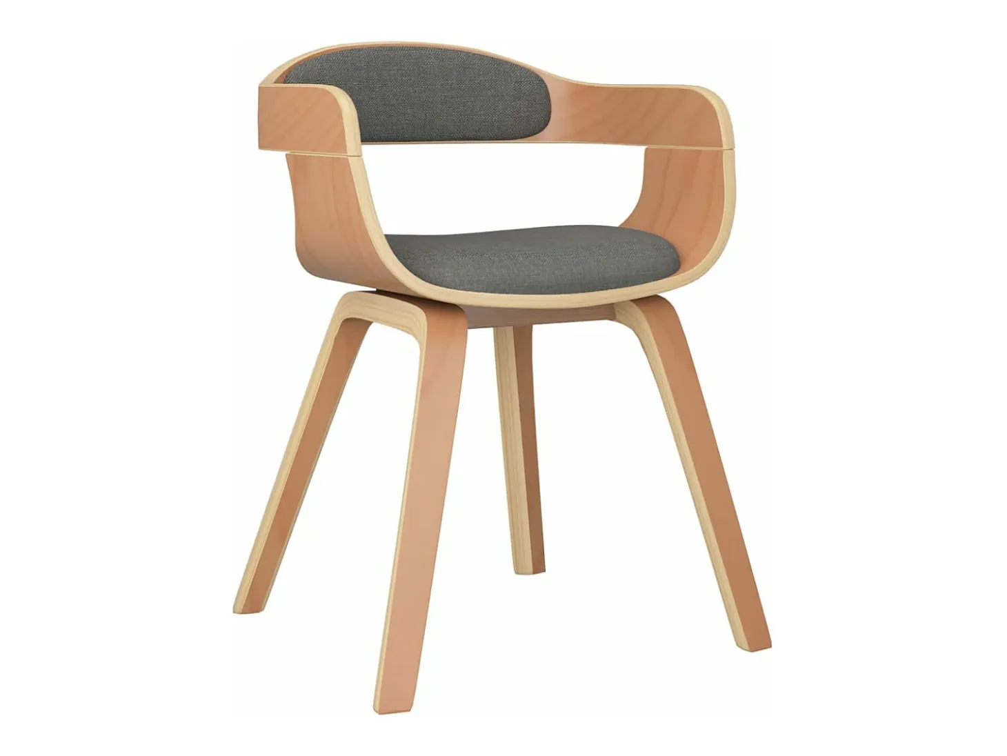 Silla de comedor 4 unidades madera curvada y tela gris claro