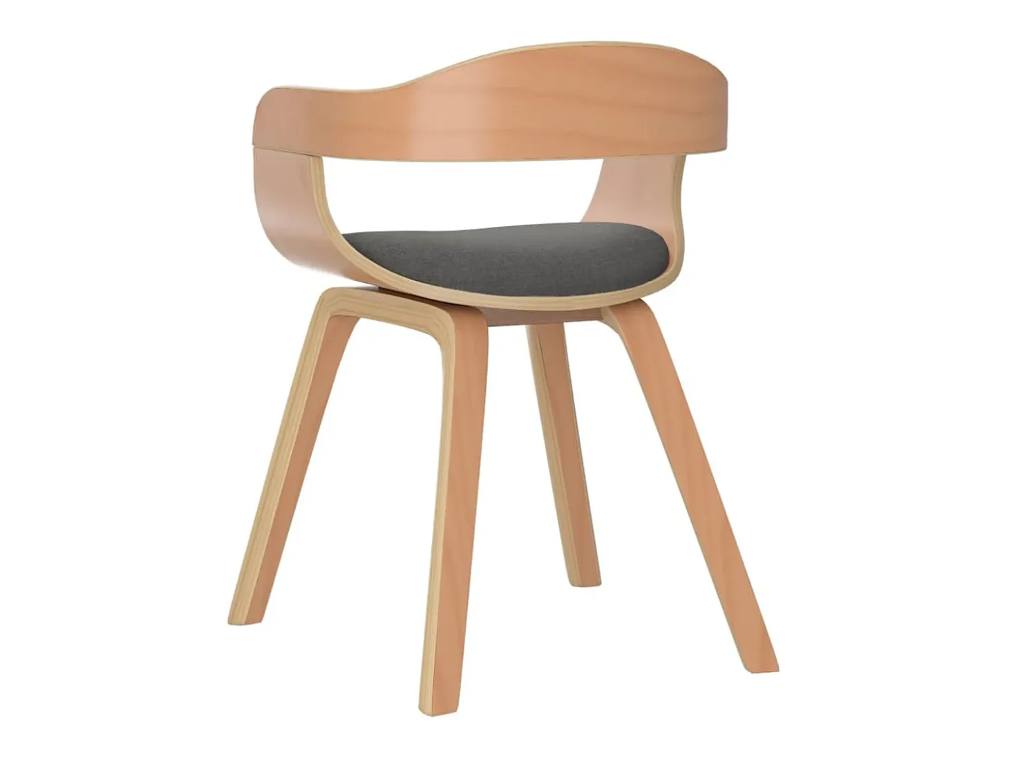 Silla de comedor 4 unidades madera curvada y tela gris claro