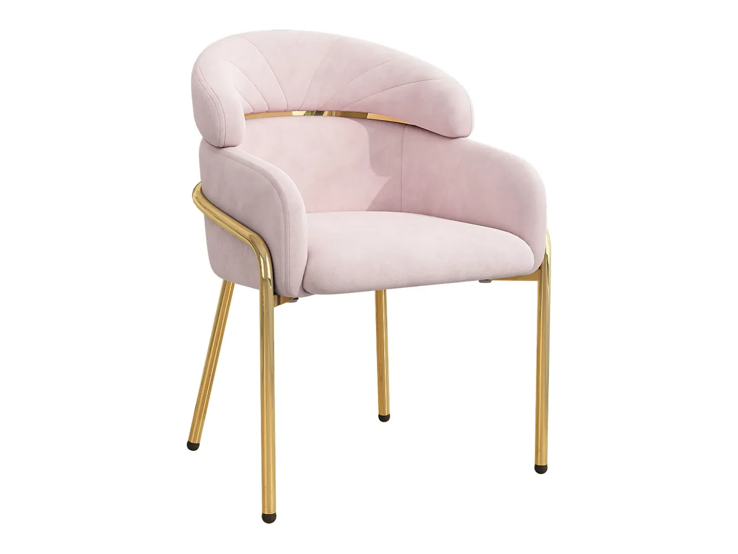 Silla de comedor - 45x53x79cm - patas de metal - Tela de terciopelo - Rosa