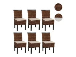 Silla de comedor Acireale (set de 6), oscuro, con cojín