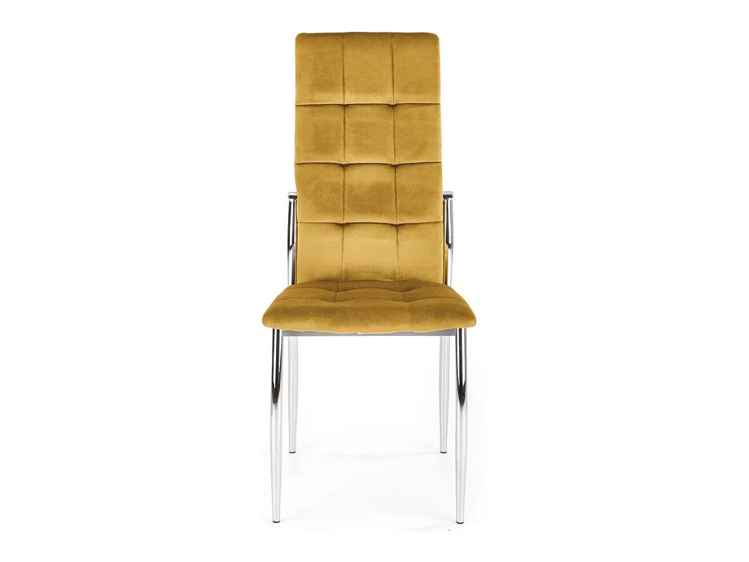 Silla de comedor acolchada Elysium de terciopelo amarillo mostaza con patas de metal