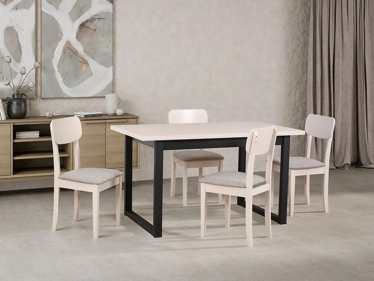 Silla de comedor acolchada – Beige claro/Greige – NOELES