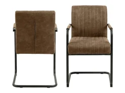 Silla de comedor Adele con reposabrazos marrón.