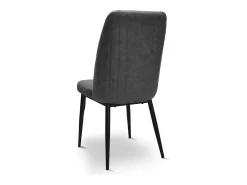 Silla de comedor Alma en microfibra nobuk gris oscuro con patas de metal negro